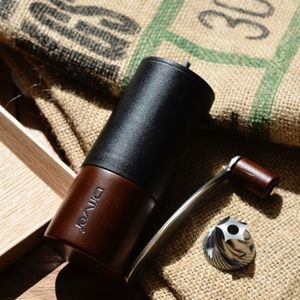 Manual Coffee Bean Grinder Wooden Crank Mill Burr